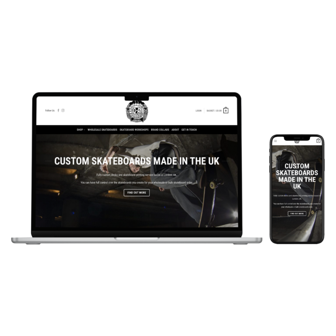 Big Aye Skateboards website — e-commerce site built by FSC Digital